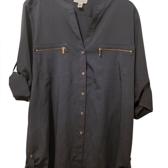 Calvin Klein Navy Garment with Gold Zipper - Picture 1 of 10
